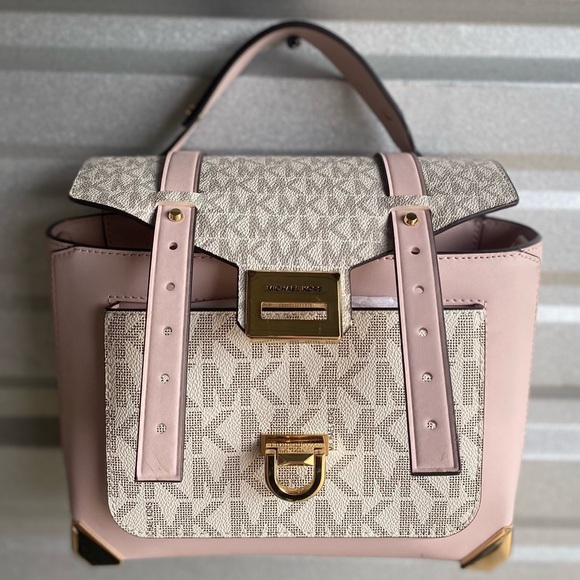 Michael Kors Manhattan Medium Leather and Logo Satchel
